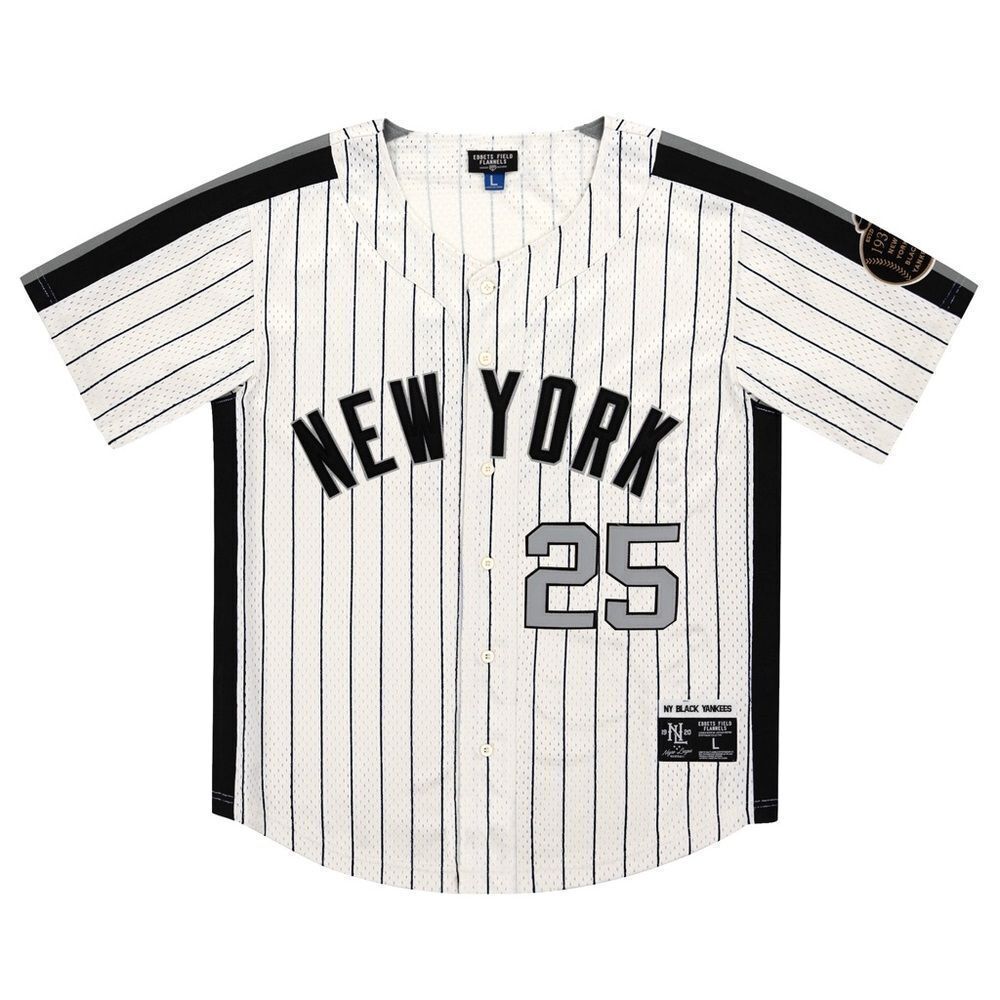 Ebbets NEW YORK BLACK YANKEES EFF NLB PINSTRIPE BUTTON DOWN JERSEY size L nwt